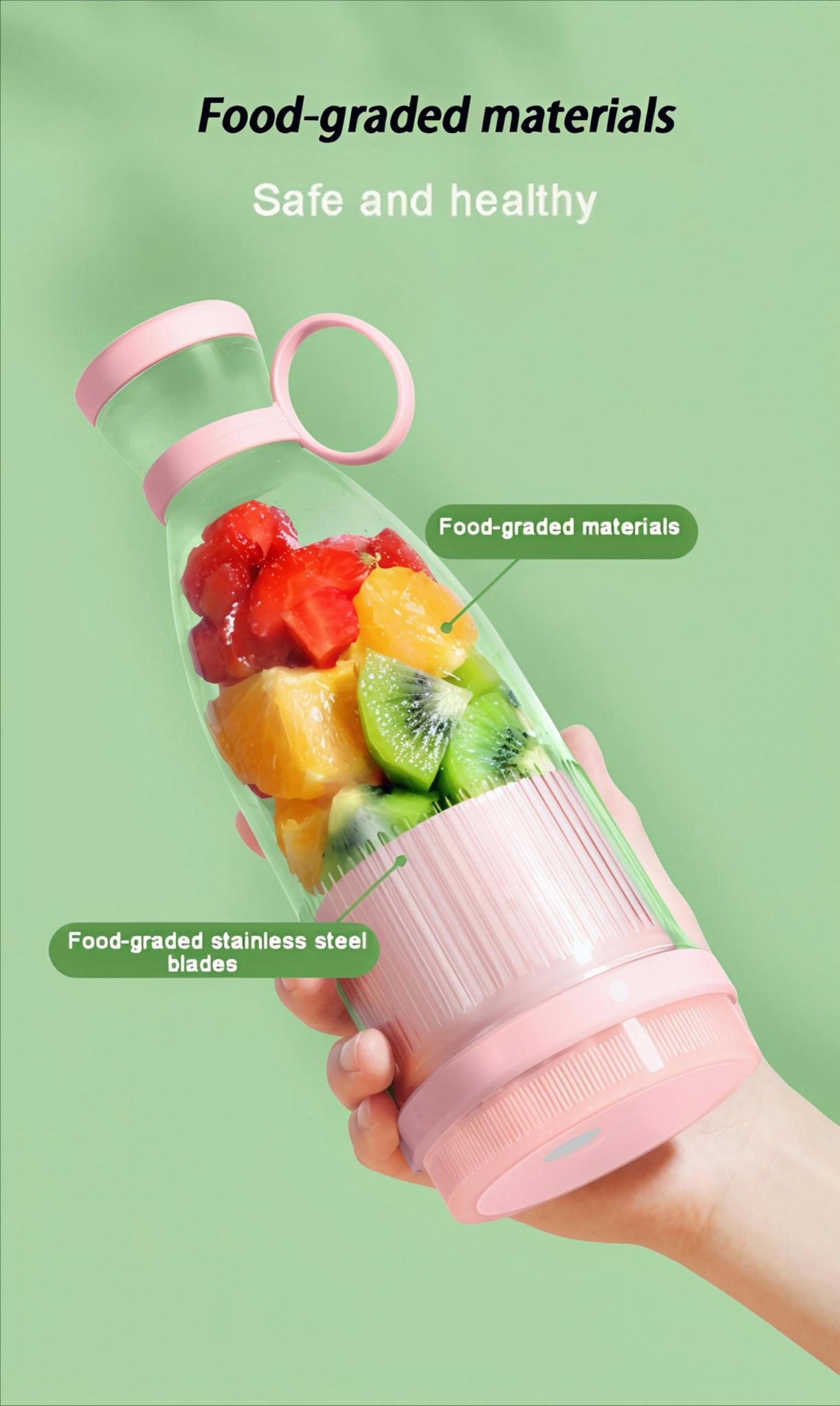 Travel Mini Juice Blender – USB Rechargeable 🍓 | Glass Bottle 💧 | Smoothies, Shakes & More 🥤