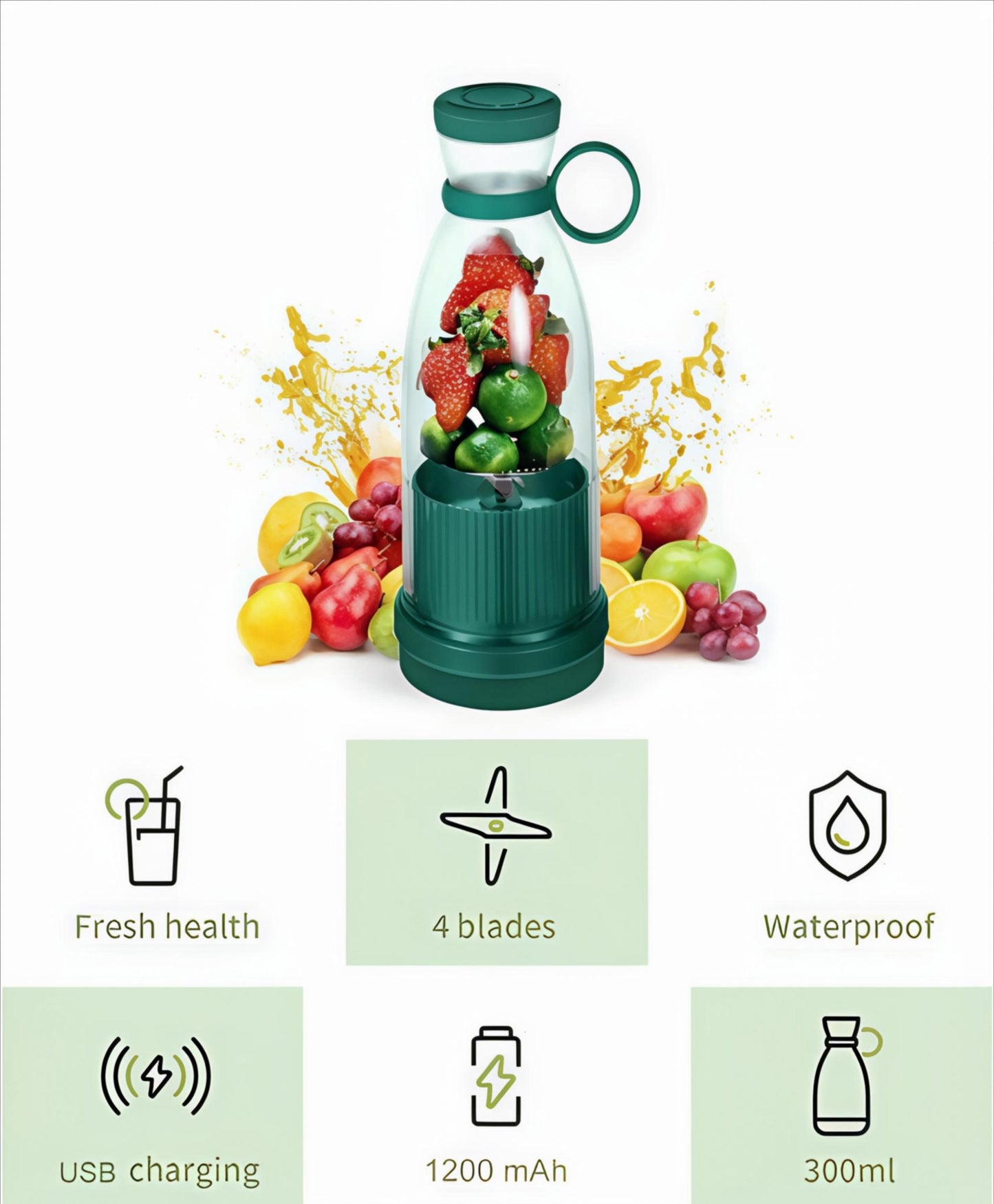 Travel Mini Juice Blender – USB Rechargeable 🍓 | Glass Bottle 💧 | Smoothies, Shakes & More 🥤