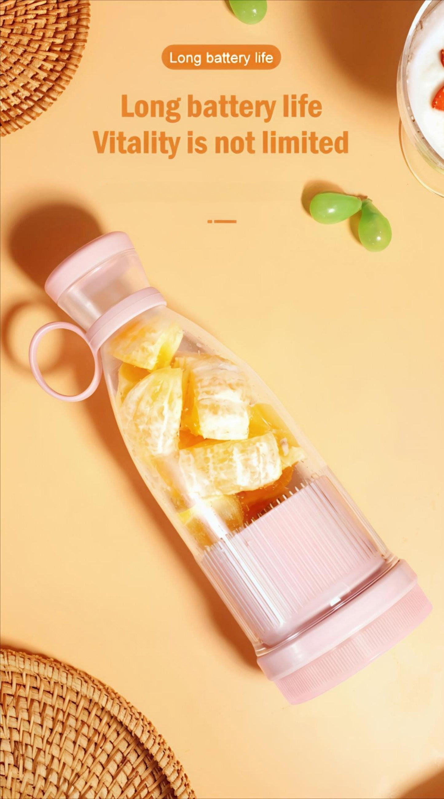 Travel Mini Juice Blender – USB Rechargeable 🍓 | Glass Bottle 💧 | Smoothies, Shakes & More 🥤
